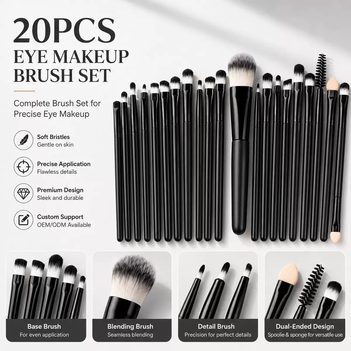Beauty Makeup Eyeshadow - 20-częściowy zestaw profesjonalnych pędzli do makijażu